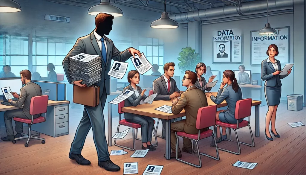 HR personnel carelessly distributing job applicants' personal data throughout the company.